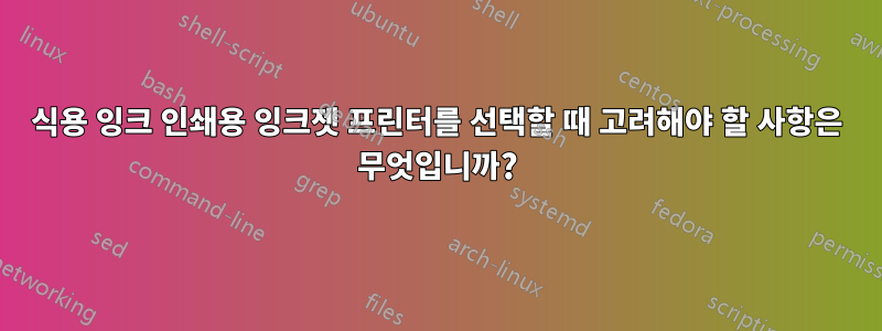 식용 잉크 인쇄용 잉크젯 프린터를 선택할 때 고려해야 할 사항은 무엇입니까?