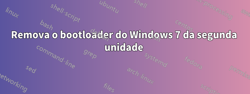 Remova o bootloader do Windows 7 da segunda unidade