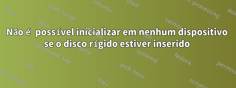 Não é possível inicializar em nenhum dispositivo se o disco rígido estiver inserido