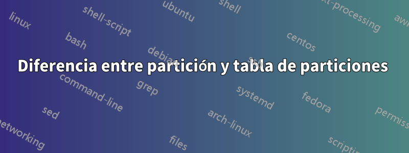 Diferencia entre partición y tabla de particiones