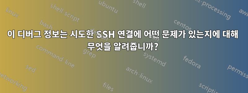 이 디버그 정보는 시도한 SSH 연결에 어떤 문제가 있는지에 대해 무엇을 알려줍니까?