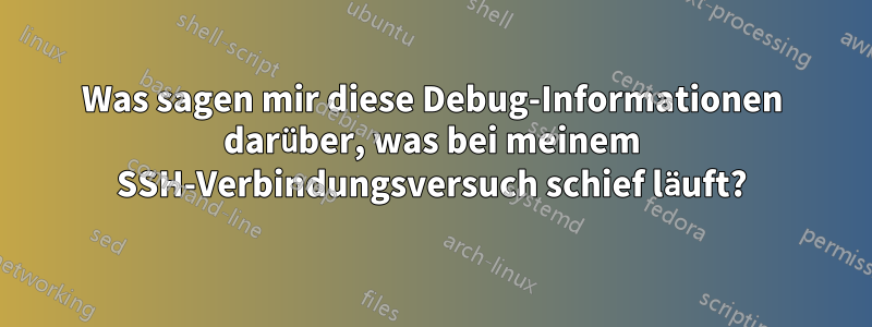 Was sagen mir diese Debug-Informationen darüber, was bei meinem SSH-Verbindungsversuch schief läuft?