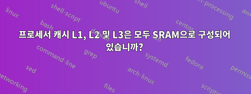 프로세서 캐시 L1, L2 및 L3은 모두 SRAM으로 구성되어 있습니까?