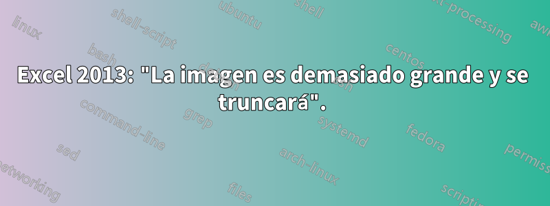 Excel 2013: "La imagen es demasiado grande y se truncará".