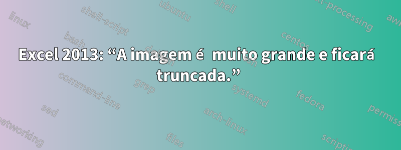 Excel 2013: “A imagem é muito grande e ficará truncada.”