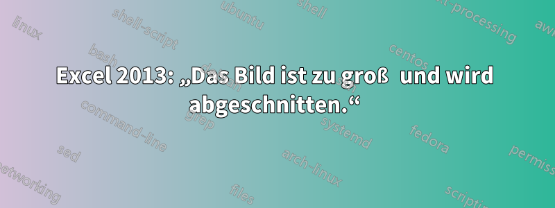 Excel 2013: „Das Bild ist zu groß und wird abgeschnitten.“