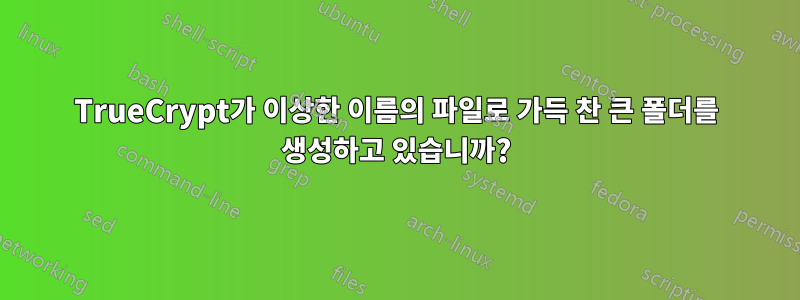 TrueCrypt가 이상한 이름의 파일로 가득 찬 큰 폴더를 생성하고 있습니까?