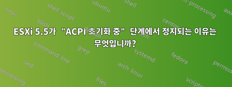 ESXi 5.5가 "ACPI 초기화 중" 단계에서 정지되는 이유는 무엇입니까?