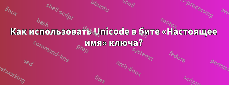 Как использовать Unicode в бите «Настоящее имя» ключа?