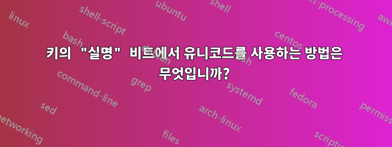 키의 "실명" 비트에서 유니코드를 사용하는 방법은 무엇입니까?