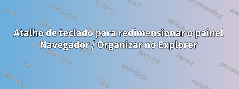 Atalho de teclado para redimensionar o painel Navegador / Organizar no Explorer