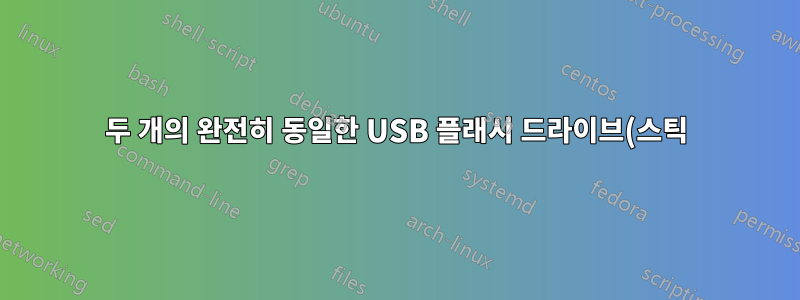 두 개의 완전히 동일한 USB 플래시 드라이브(스틱)가 정확히 동일하지 않음