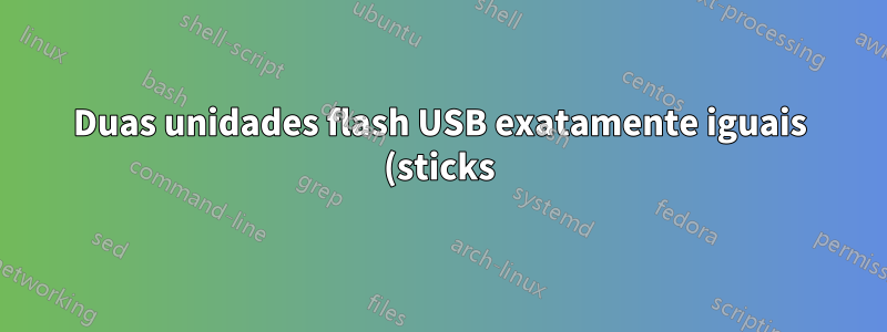 Duas unidades flash USB exatamente iguais (sticks) não exatamente iguais