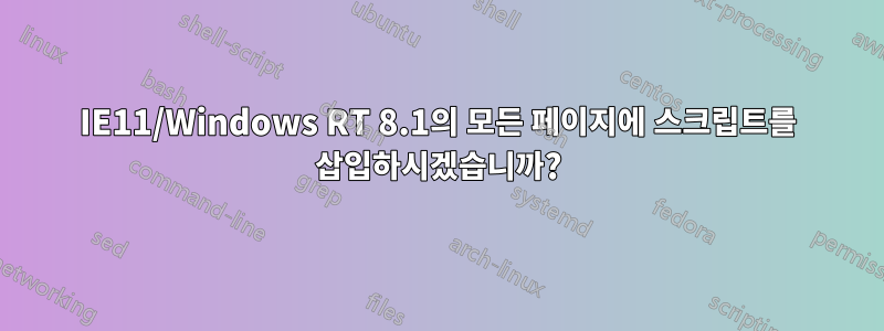 IE11/Windows RT 8.1의 모든 페이지에 스크립트를 삽입하시겠습니까?