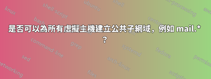 是否可以為所有虛擬主機建立公共子網域，例如 mail.* ？