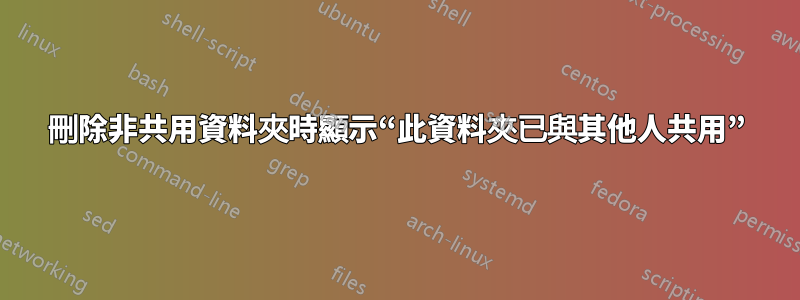 刪除非共用資料夾時顯示“此資料夾已與其他人共用”