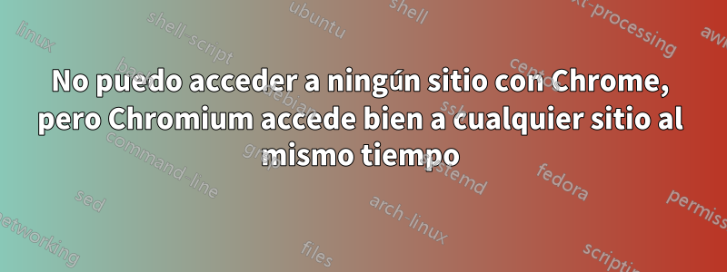 No puedo acceder a ningún sitio con Chrome, pero Chromium accede bien a cualquier sitio al mismo tiempo