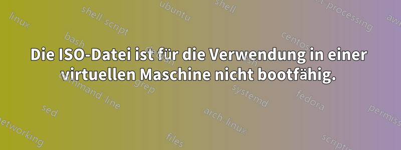 Die ISO-Datei ist für die Verwendung in einer virtuellen Maschine nicht bootfähig.