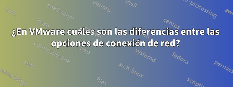 ¿En VMware cuáles son las diferencias entre las opciones de conexión de red?