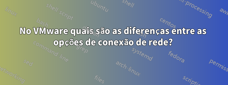 No VMware quais são as diferenças entre as opções de conexão de rede?