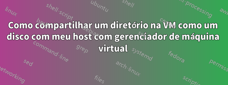 Como compartilhar um diretório na VM como um disco com meu host com gerenciador de máquina virtual