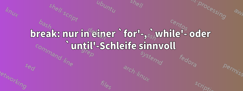 break: nur in einer `for'-, `while'- oder `until'-Schleife sinnvoll