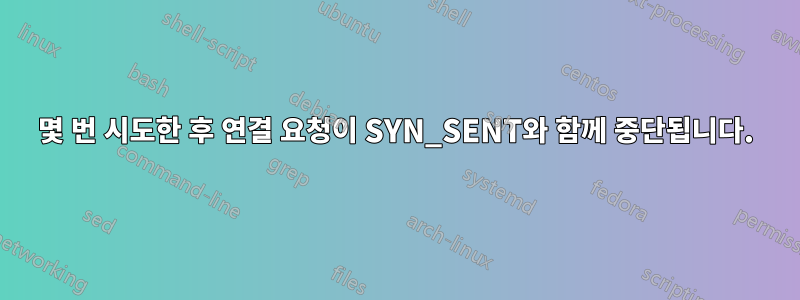 몇 번 시도한 후 연결 요청이 SYN_SENT와 함께 중단됩니다.