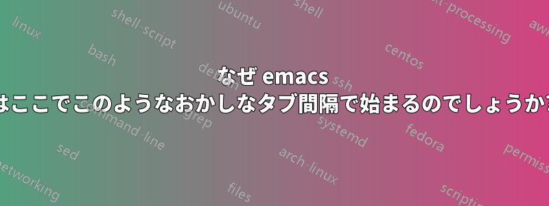 なぜ emacs はここでこのようなおかしなタブ間隔で始まるのでしょうか?