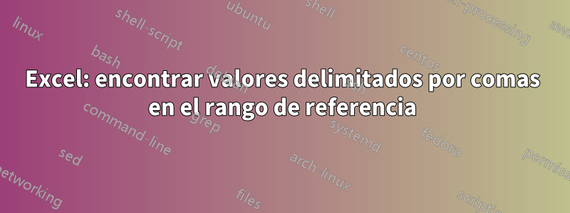 Excel: encontrar valores delimitados por comas en el rango de referencia