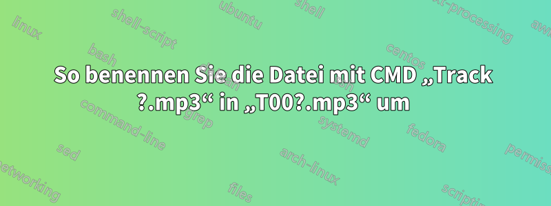 So benennen Sie die Datei mit CMD „Track ?.mp3“ in „T00?.mp3“ um