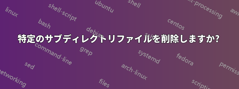 特定のサブディレクトリファイルを削除しますか?