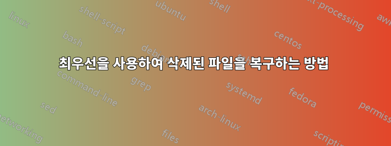 최우선을 사용하여 삭제된 파일을 복구하는 방법