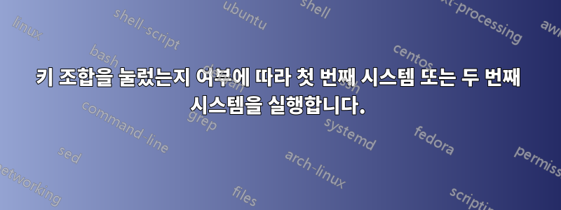 키 조합을 눌렀는지 여부에 따라 첫 번째 시스템 또는 두 번째 시스템을 실행합니다.