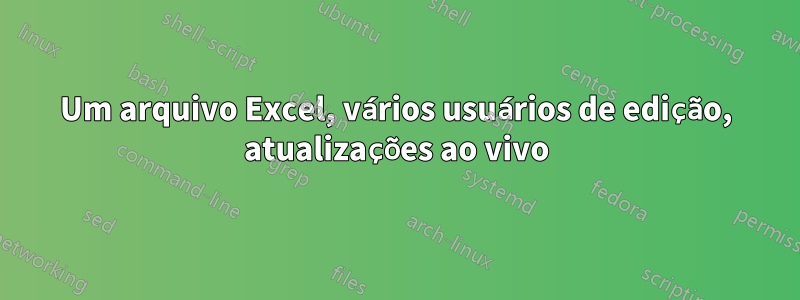 Um arquivo Excel, vários usuários de edição, atualizações ao vivo