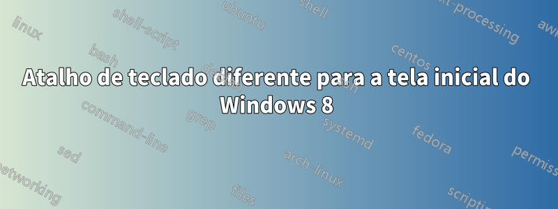 Atalho de teclado diferente para a tela inicial do Windows 8
