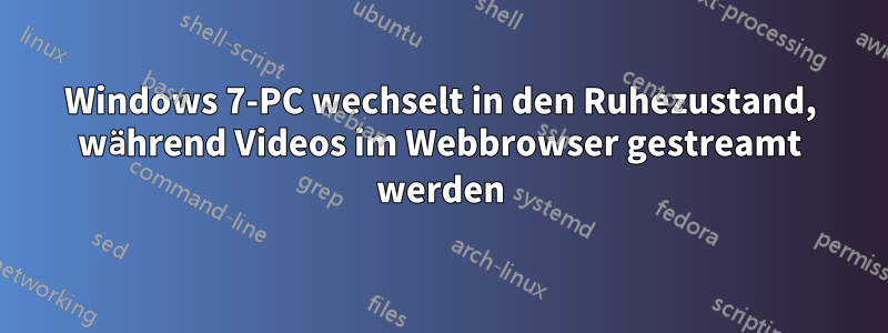 Windows 7-PC wechselt in den Ruhezustand, während Videos im Webbrowser gestreamt werden