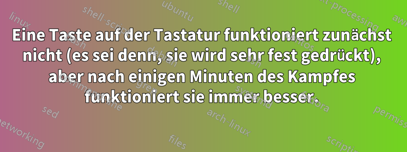 Eine Taste auf der Tastatur funktioniert zunächst nicht (es sei denn, sie wird sehr fest gedrückt), aber nach einigen Minuten des Kampfes funktioniert sie immer besser.