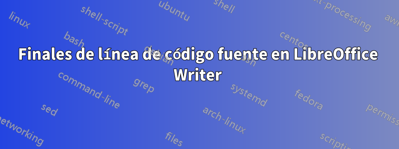 Finales de línea de código fuente en LibreOffice Writer