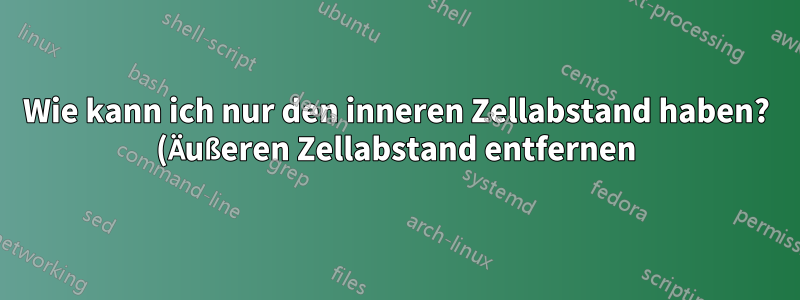 Wie kann ich nur den inneren Zellabstand haben? (Äußeren Zellabstand entfernen)