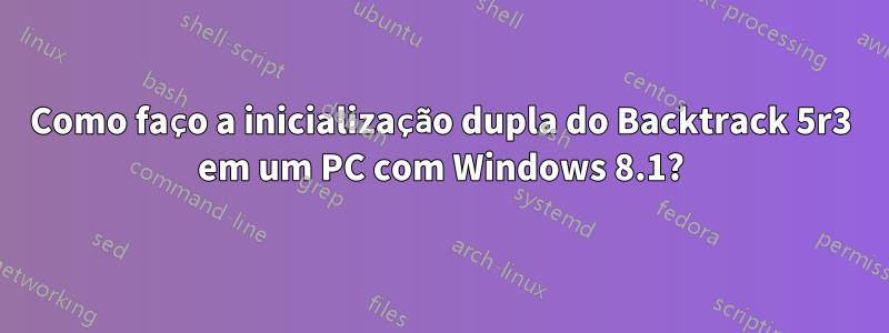 Como faço a inicialização dupla do Backtrack 5r3 em um PC com Windows 8.1?