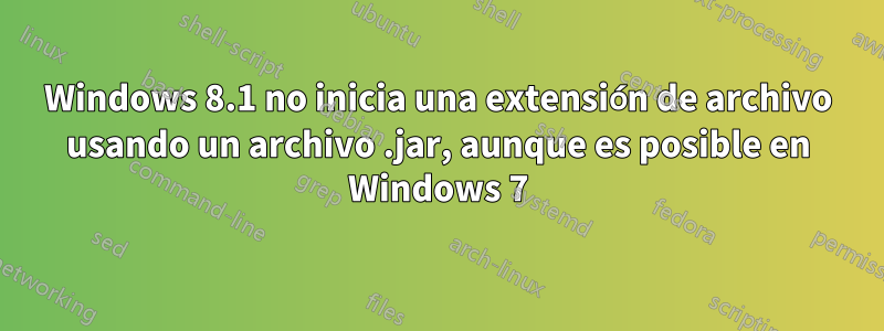 Windows 8.1 no inicia una extensión de archivo usando un archivo .jar, aunque es posible en Windows 7