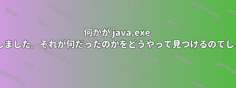 何かが java.exe を削除しました。それが何だったのかをどうやって見つけるのでしょうか?