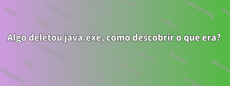 Algo deletou java.exe, como descobrir o que era?