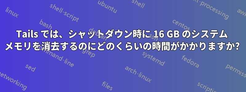 Tails では、シャットダウン時に 16 GB のシステム メモリを消去するのにどのくらいの時間がかかりますか?