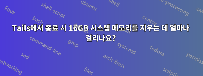 Tails에서 종료 시 16GB 시스템 메모리를 지우는 데 얼마나 걸리나요?