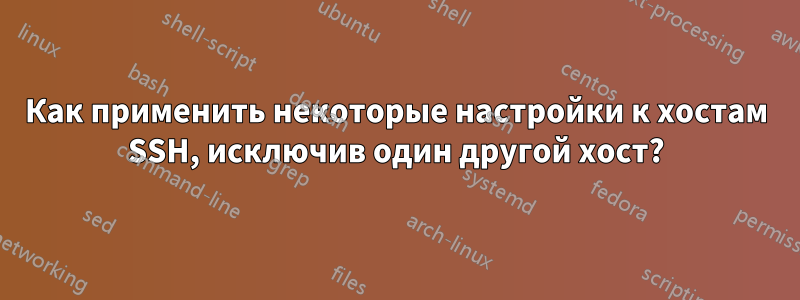 Как применить некоторые настройки к хостам SSH, исключив один другой хост?