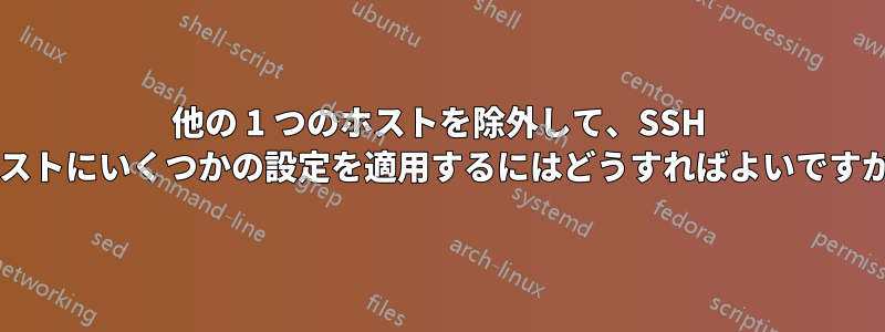 他の 1 つのホストを除外して、SSH ホストにいくつかの設定を適用するにはどうすればよいですか?