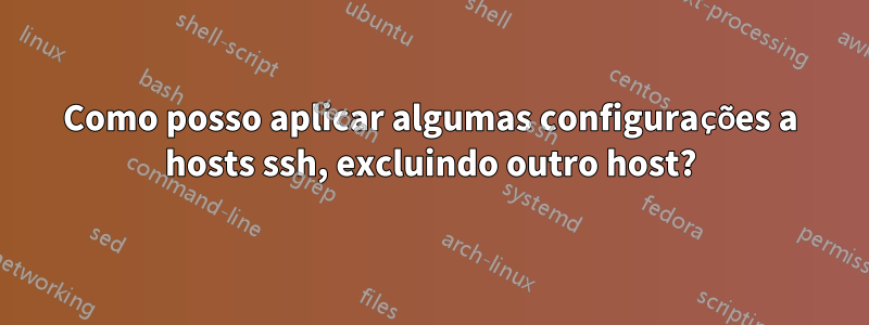 Como posso aplicar algumas configurações a hosts ssh, excluindo outro host?