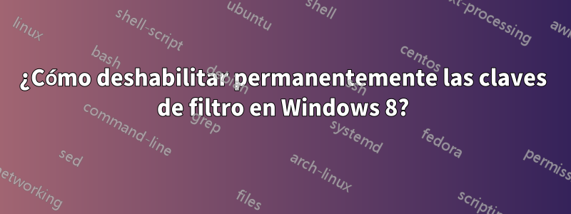 ¿Cómo deshabilitar permanentemente las claves de filtro en Windows 8?