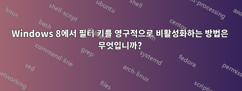 Windows 8에서 필터 키를 영구적으로 비활성화하는 방법은 무엇입니까?